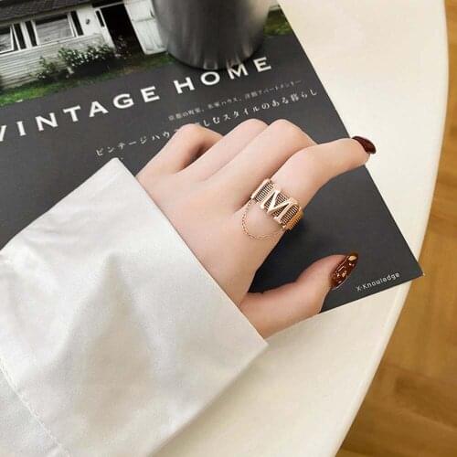 2021 New Fashion Titanium Steel Rings Jewelry Hyperbole Hip Hop Temperament Letter M Lettering Chain Rings For Women