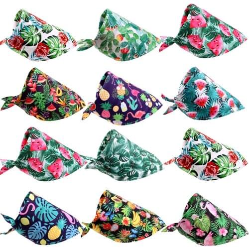 Wholease 200pcs Dog Bandana Summer Fruit Style Pet Supplies Pet Dogs Bandnas Scarf Cat Puppy Bibs Polyester Pet Bandanas
