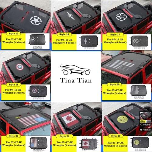 Fit For Jeep Wrangler JK 2 Door and 4 Door Car Accessories Styling Top Sunshade Mesh Car Cover Roof UV Proof Protection Net