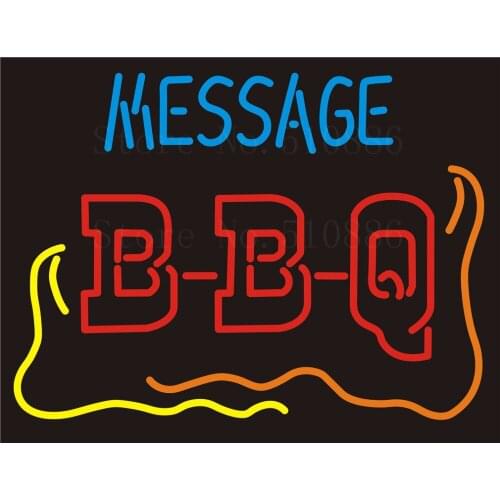 Custom NEON Sign decorative Board Message BBQ Barbecue Glass Tube Beer Bar Club Display Store Shop Light Signboard Signs 17*14"