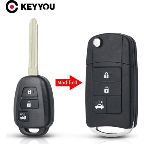 KEYYOU Modified Uncut Key TOY43 Blade Flip Folding Car Remote Key Shell For Toyota Reiz Corolla Camry Prius RAV Fob Case Cover