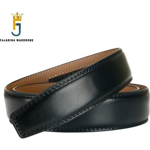 FAJARINA Quality Pure Genuine Leather Men Automatic Ratchet Style Back Brown Colour Belts without Buckle 35mm Wide N17FJ1066