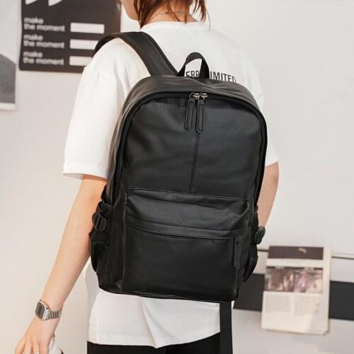 Fashion School Backpack Men Bag USB Charge Large Capacity Travel Backpack Leather Backpacks Black Bagpack Mochila Para Hombre