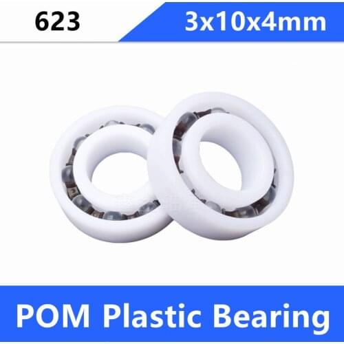 50/100pcs POM bearing 623 3x10x4mm Plastic deep groove ball bearings with Glass balls Nylon Cage 3*10*4mm
