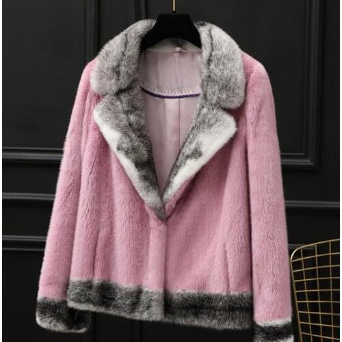Mink fur coat overall fur coat short 2019 womens clothing outerwear jacket coats winter new cross hat suit collar models