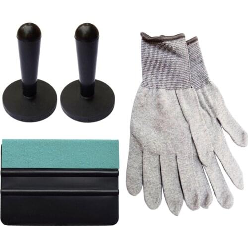 Squeegee with Suede Edge Window Tint Scraper Magnetic Holder Carbon Fiber Nylon Working Gloves Vinyl Wrap Sticker Tools Kit K17A