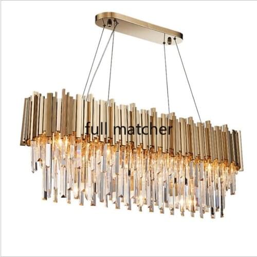 Modern Oval Crystal Chandelier Lighting Fixture Luxury Contemporary Chandeliers Pendant Hanging Light for Home Restaurant Decor