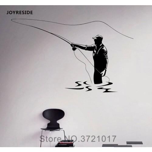JOYRESIDE Fishing Wall Sports Decals Vinyl Sticker Teen Boys Room Bedroom Living Room Home Interior Decoration Art Mural A1573