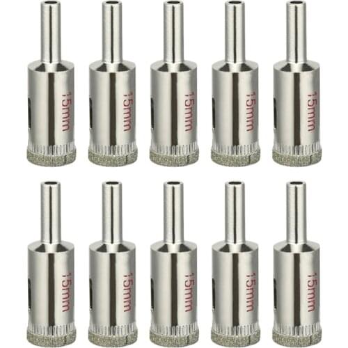 15mm Diamond Coated Glass Hole Saw Drill Bits for Ceramic Tile Marble Rock Porcelain 10 Pcs
