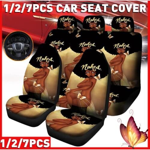 1/2/7PCS African Girl Printing Universal Car Seat Covers Protector Automobile Auto Cushion Full Cover Interior