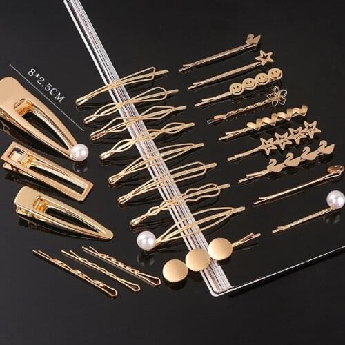 Europe And The United States Retro Geometric Diamond Golden Hairpin Suits Smile Love Bang Clip Side Of Metal Clip To Tire A Word