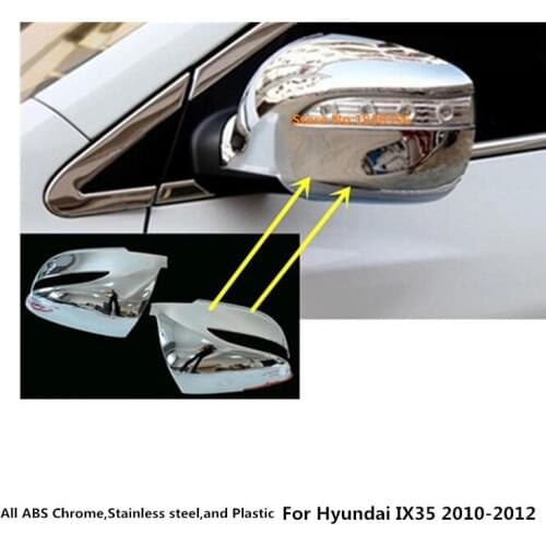 Top For Hyundai IX35 2010 2011 2012 ABS chrome decoration Car stick rear view Rearview Side glass Mirror Cover trim frame 2pcs
