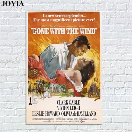 Gone with the Wind Vintage Movie Poster Home Decor Wall Decal Silk Art Prints Classic Retro Decorative Cloth Print No Frame