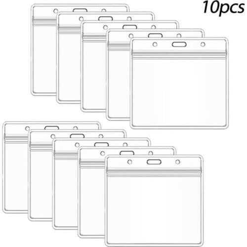 Waterproof Card Holder Transparent Plastic ID Card Holder Lanyard Wear-resistant Sealable Collapsible Card Protective Sleeve