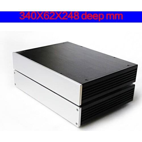 KYYSLB 340*62*248mm All Aluminum Amp Preamp, DAC Amplifier Chassis Box House DIY with Tail Plug Feet Amplifier Case Shell