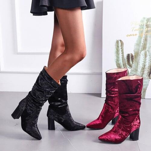 Women Knee High Boots Full Cow Leather Warm Boots Thick High Heels Motorcycle Boots Punk Shoes Woman High Boots