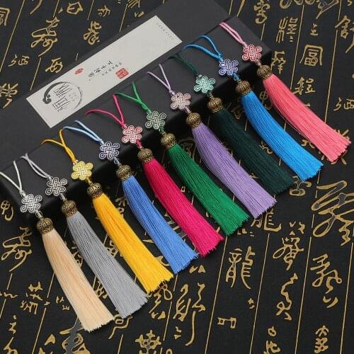 1-2pcs Metal Caps Fringe Trim Bookmark Silk Tassels DIY Curtain Clothes Bag Craft Supplies Classical Style Tassel Pendant 18mm