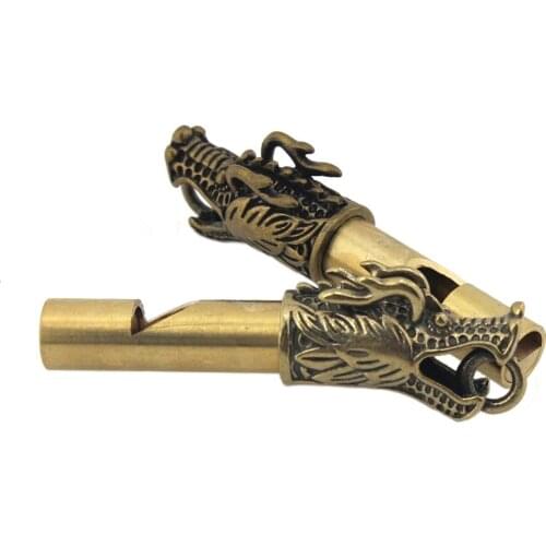1piece Retro Brass Dragon Survival Whistle Key Chain Decoration Quality Pendant Referee Loud Whistle SOS Tool