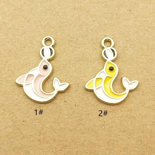 10pcs 14x18mm enamel dolphin charm for jewelry making and crafting fashion earring pendant bracelet necklace charms