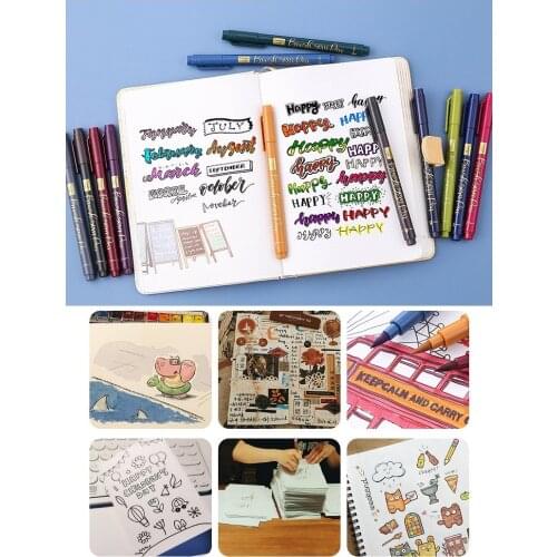 12pcs Vintage Color Calligraphy Brush Pens Set for Drawing Design Watercolor Painting Art Lettering Marker School Home DIY F958
