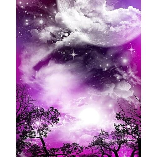 150*220cm Dreaming Night Big Moon Vinyl Backdrops for Photography Digital Photo Background Cloth for Photo Studio