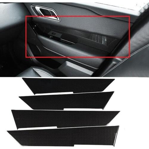 Carbon Fiber look Car Interior Door Panel Decoration Cover Trim 4pcs For Land Rover Range Rover Velar 2017-2018 Car styling