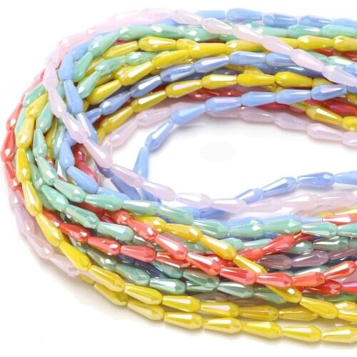 70pcs/lot 4x10mm Austria Glass Teardrop Beads AB For Crystal Pendant Jewelry Design Supplies Lampwork Droplet Beaded Wholesale