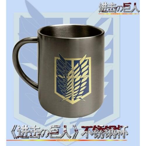 Anime Attack on Titan Eren Jager 300ml Double Wall 304 Stainless Steel Cup Coffee Milk Tea Water Travel Mug for Outdoor Drinking