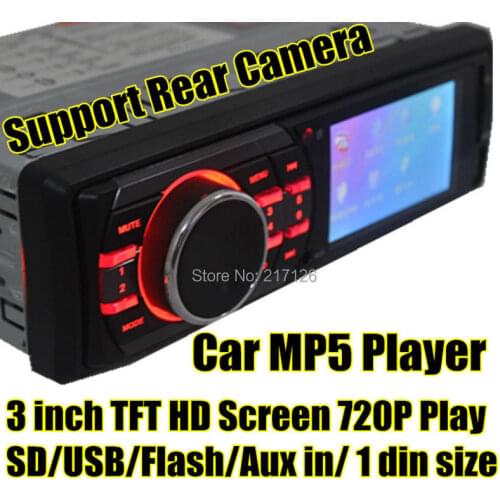 NEW 12V Car MP5 MP4 Player Car Audio Radio FM Turner 3'' TFT Screen Vedio USB/SD Card 302C Support Rear Camera W/Remote control