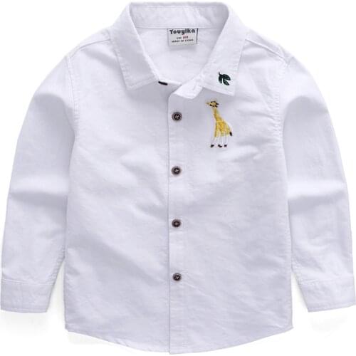 White Shirt For boys Girls 100% Cotton long sleeve School Boys Dress Shirts Children Baby White Blouse Kids birthday Party Shirt