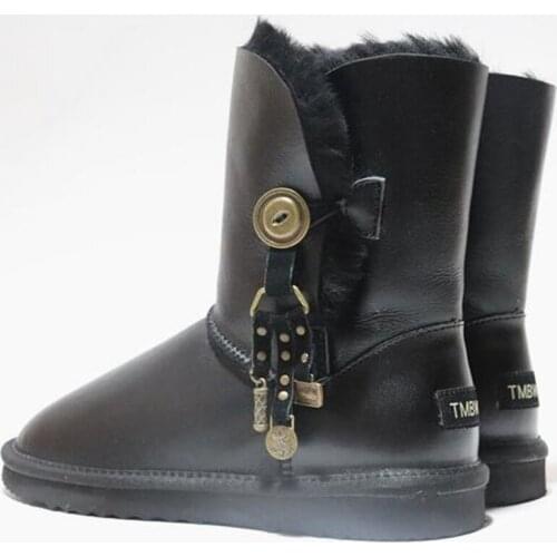 Natural Fur 2020 Snow Boots Warm Shoes Women Non-slip Genuine Sheepskin Thick Wool Rubber Soles Winter Women Boots