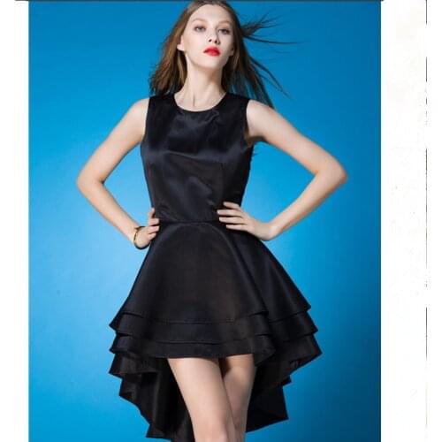 Long Party Dresses Womens O-Neck Satin sleeveless Dovetail dress High Low Irregular tutu dresses custom-made Robe De Soiree