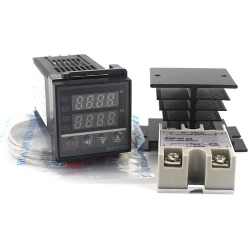 Dual Digital PID Temperature Controller Kit REX-C100 with SSR-40DA + Heat Sink + 2m Quality K Probe