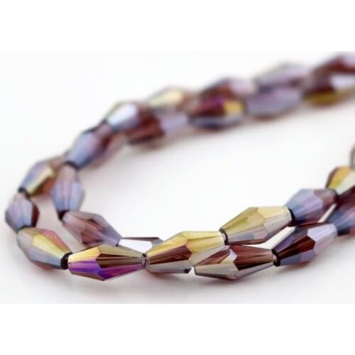 6x11mm 50pcs/lot Middle Purple Plated Glass Double Cones Bicone Beads Facted Crystal Beads for DIY Jewelry Materials Many Color