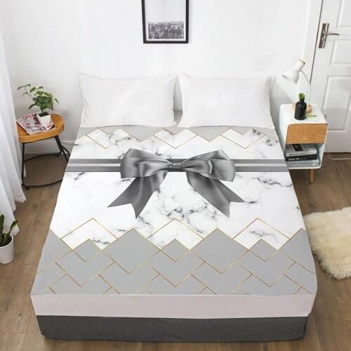 Elastic fitted sheet Bed sheet With An Elastic Band 150/180/200/160*200 Mattress Cover Bed cover 1pc Bowknot grey