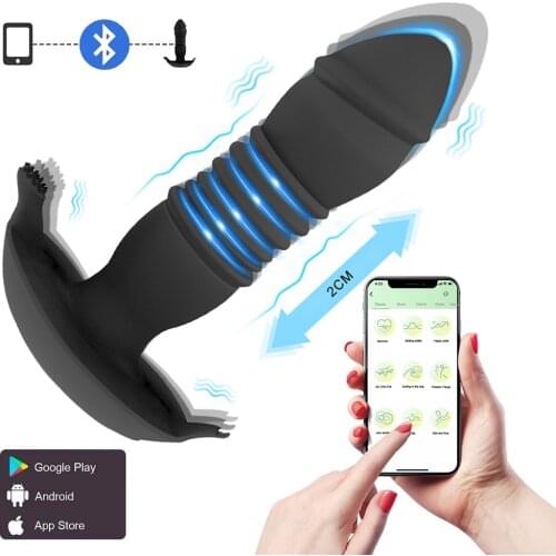 Bluetooth Thrusting Dildo Vibrator Big Butt Plug Anal Vibrator APP Control Male Prostate Massager Anus Sex Toy Vibrators for Men