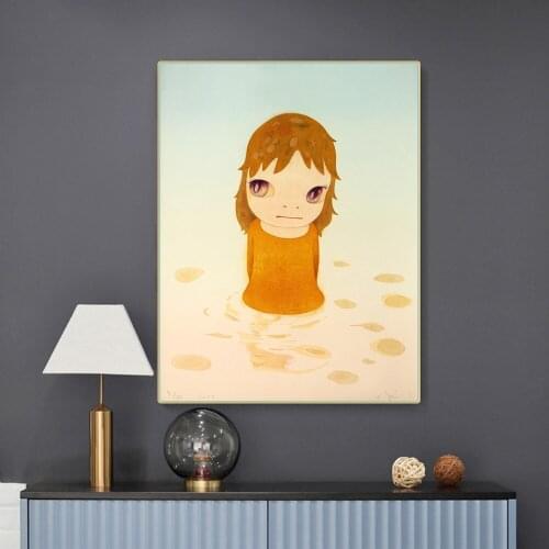 Holover Yoshitomo Nara"After the Acid Rain.Day Version"Canvas Painting Japanese Unframed Cartoon Wall Art Home Decor Aesthetic