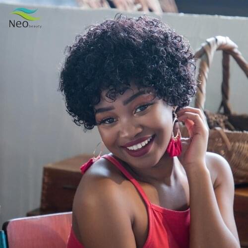 Short Pixie Cut Kinky Curly Human Hair Wig Curly Bob Wig PiXie Wigs Human Hair Wigs For Black Women Bob Wig Human Hair