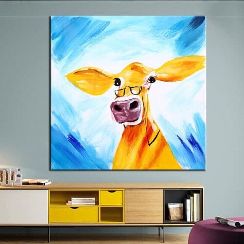Best Handpainted Animal Modern Oil Painting On Canvas Cartoon Wall Painting wall Picture For Living Room kids room Wall Decor