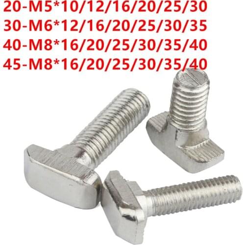 M5 M6 M8 T Hammer Head T Bolt Aluminum Connector T head bolts Screws for 20/30/40/45 Aluminum Profiles