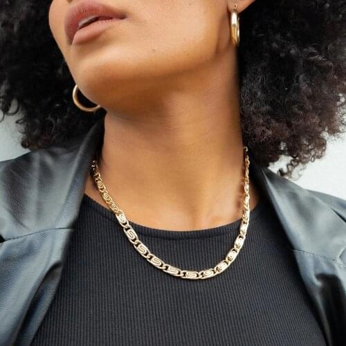MAA-OE Gold Geometry Simple Maze Shape Chain Necklace For Women Vintage Collar Female New 2021 Fashion Jewelry Gift Wholesale