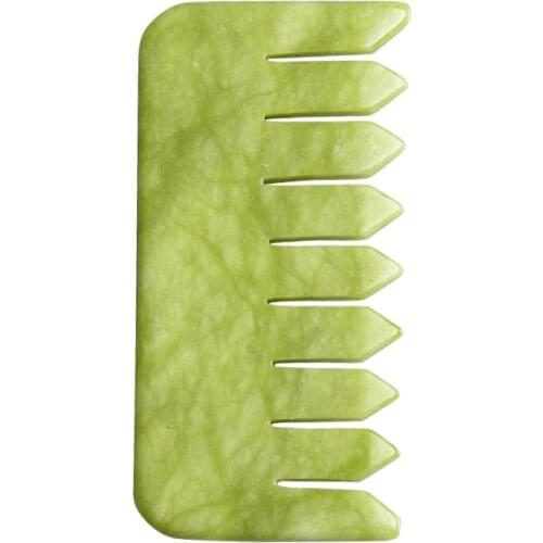Natural Jade Stone Comb Gua Sha Scraper Spa Acupuncture Head Therapy Jade Massager Hair Care Beauty Tool Head Scalp Massage Tool