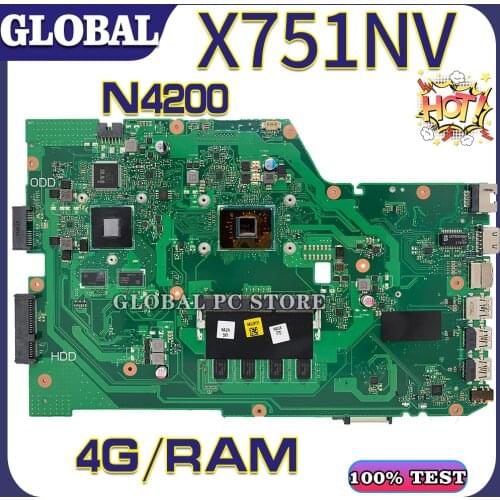 Motherboards x751n Laptop motherboard for ASUS X751NV X751NJ 100% TEST original mainboard N4200