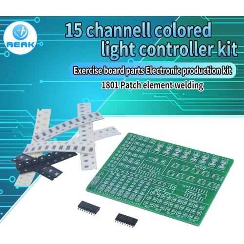 Diy kit 15 color light controller kit 1801 SMD component welding practice board parts electronic production kit