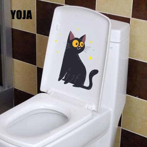 YOJA 20.7X22.5CM Living Room Home Decor Wall Sticker Toilet Seat Decal Cute Cat Cartoon T5-0801