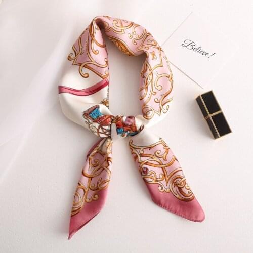 KOI LEAPING New small square scarf female fashion carriage printing sunscreen small silk scarf bag with stewardess scarf gift