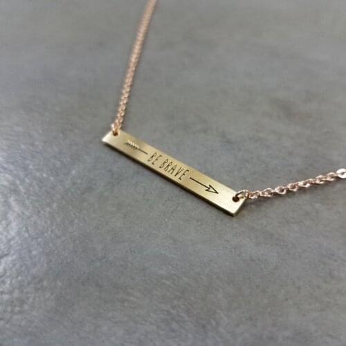 One Direction Be Brave Arrow Best Friend Necklace Women Men Jewelry Stainless Steel Ketting Rose Gold Color Long Bar Collares