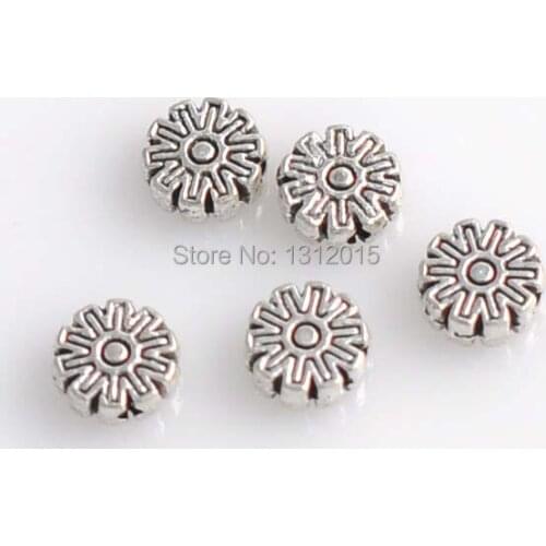 Wholesale Beads!Hot sell Antique Silver Alloy Spacer Beads Flower Jewelry accessories 6.5x3mm,100Pcs,YTC0146