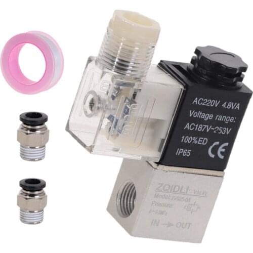 Air Solenoid Valves 2V025-08 2 Position 2 Port 1/4" Normally Closed Pneumatic Valve DC12V DC24V AC110V AC220V