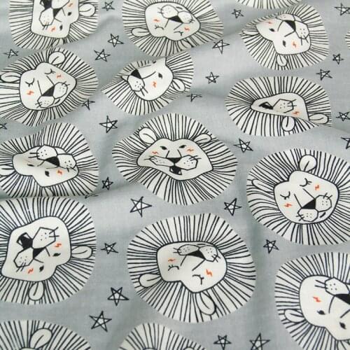 Half-Meter Japanese kokka Soft Double Gauze Cotton Fabric Baby Cloth Big Animal Lion C